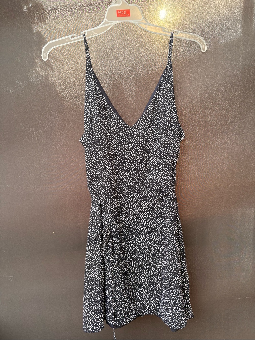 Dynamite Black & White Polka Dot Spaghetti Strap Dress